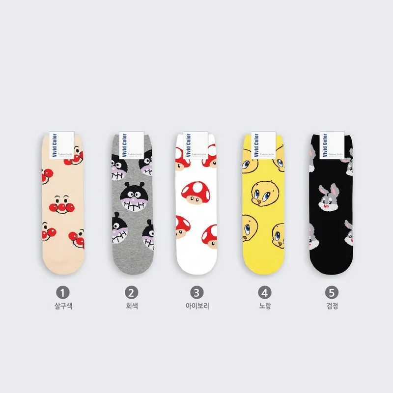 Anpanman Print Socks Baikinman TweetyBird Toad Cute Funny Cartoon Women Cotton Sock Autumn Winter Casual Comfortable Breathable