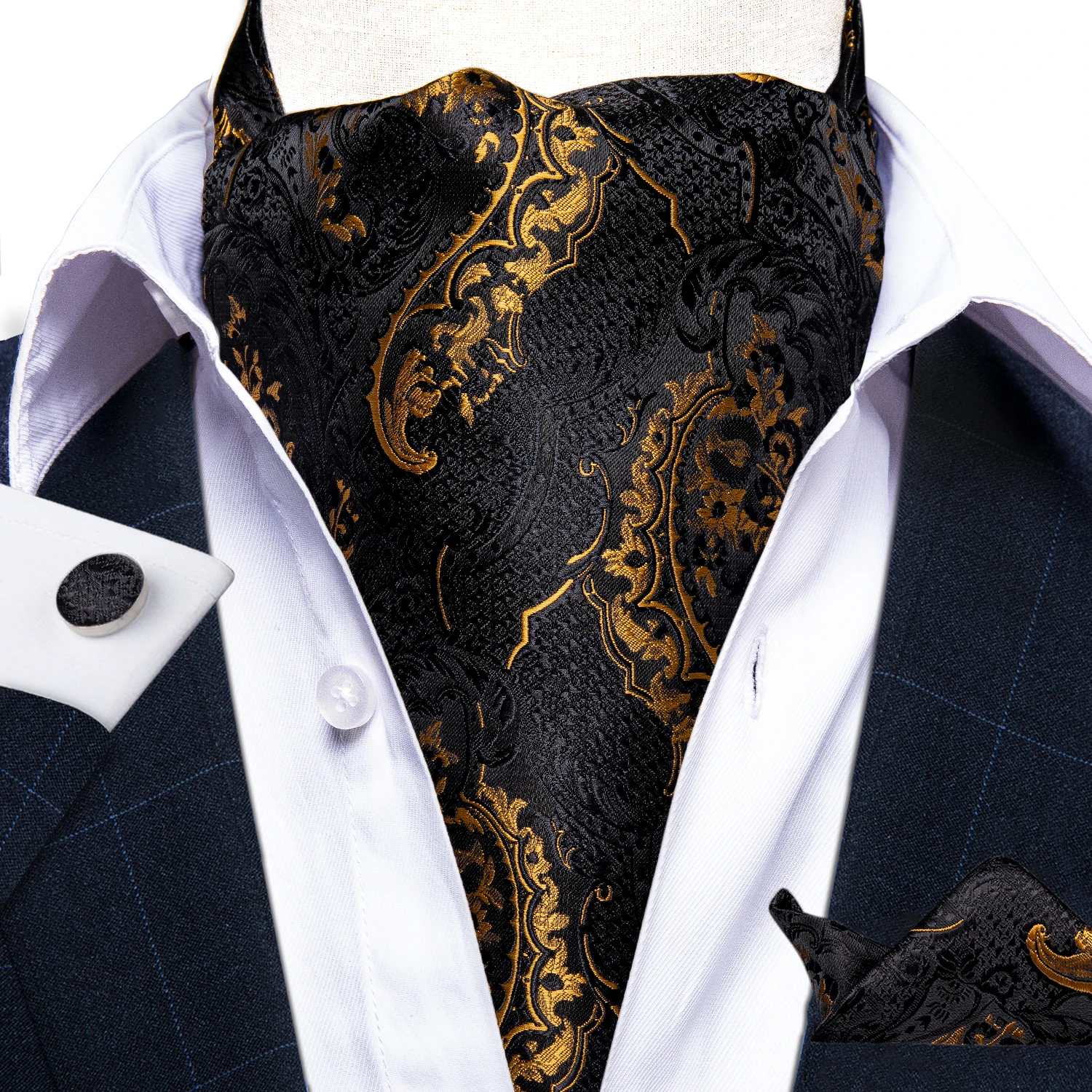New men's polyester ASCOT cravat neck tie & hankie set Hot Pink Paisley prom 