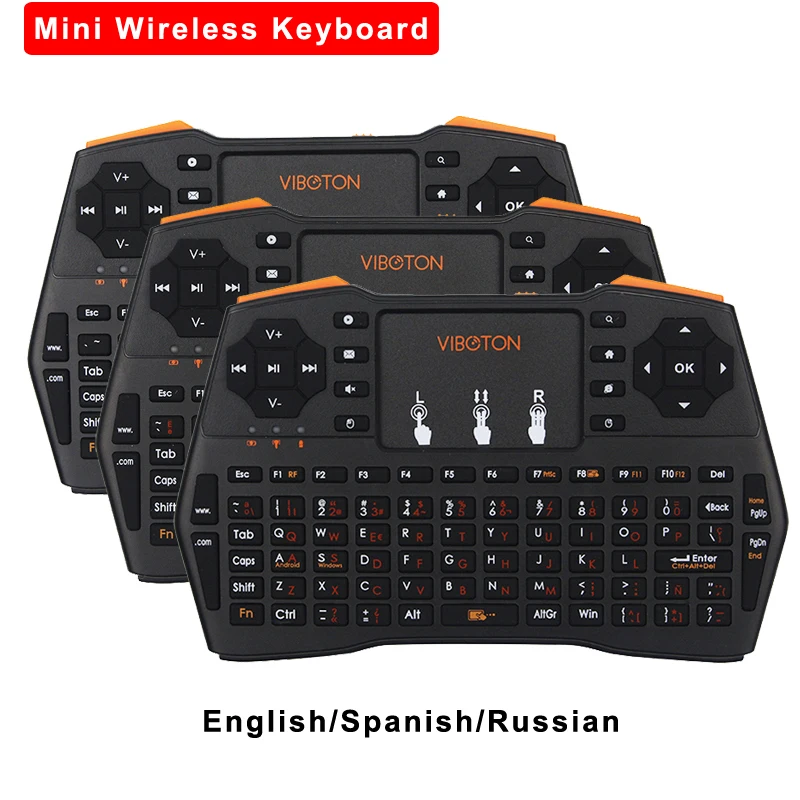 2.4G Wireless Keyboard English/Spanish/Russian Language Mini Handheld