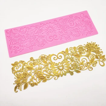 

Flower Pattern Lace Mold Silicone Sugar Lace Pad Cake Brim Decoration Mold Kitchenware DIY Tool K658
