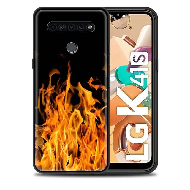 Fashion Flame Pattern Black Case for LG K41s K40s K50s K51s G6 G7 G8 ThinQ K31 K42 K52 K62 K71 Soft Silicone Phone Cover B06