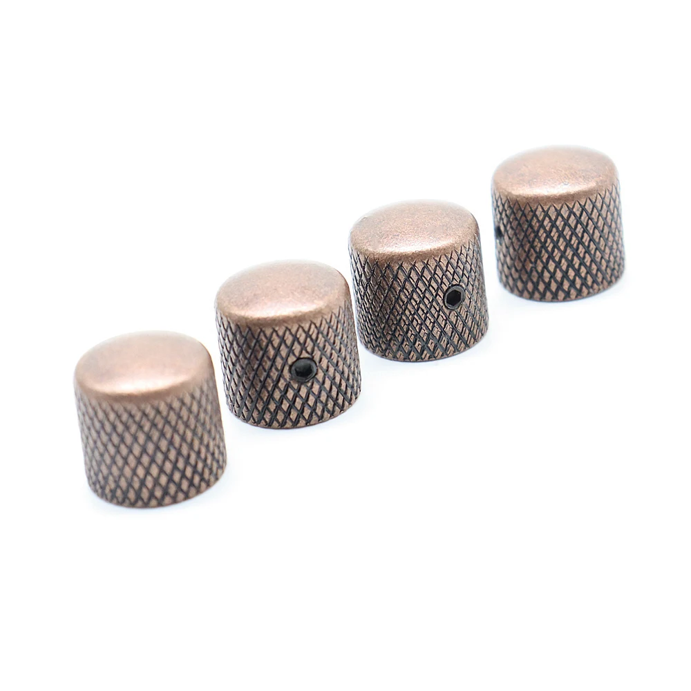 3pc/4pc 6mm 금속 돔 톤 기타 볼륨 톤 손잡이 일렉트릭 기타베이스 용 렌치가있는 전위차계 제어 손잡이 빨간색 구리