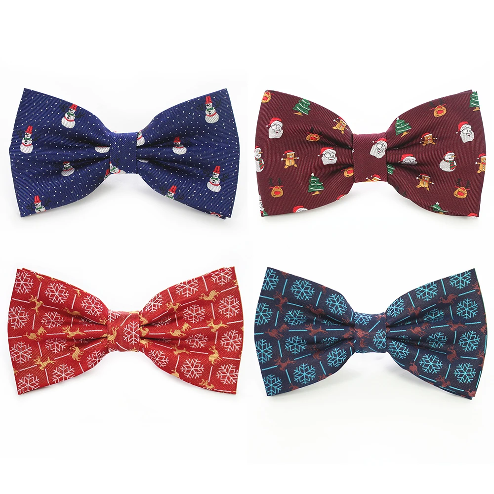 Mens Christmas Bow Ties Snowflake Christmas Tree Pattern Silk
