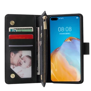 Image 2 - Zipper Wallet Leather Phone Case For Huawei P40 Pro P30 Lite Mate 30 Pro Honor 20 10i P Smart 2019 Flip Case Book Magnetic Case