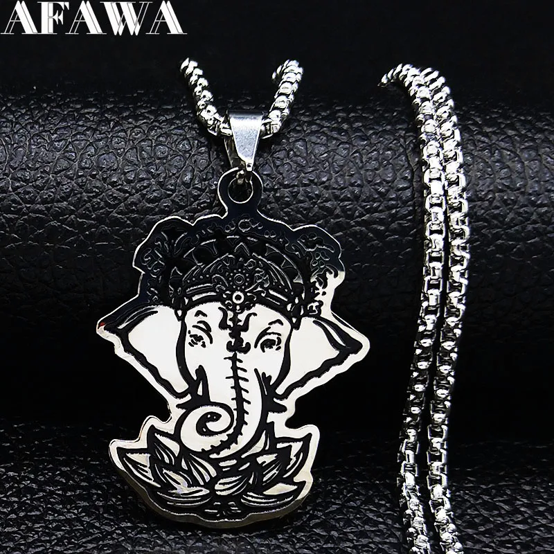 

Stainless Steel God of Fortune Pendant Hindu Yoga Elephant Necklace Buddha Meditation Spiritual Necklace Jewelry collares N19534