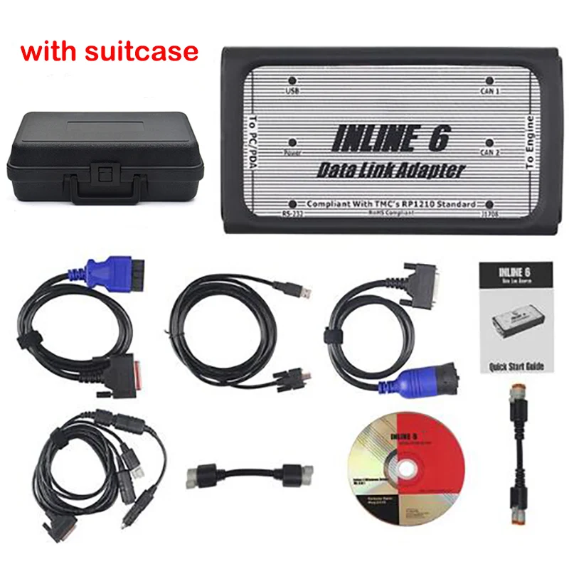 

Heavy Duty Diagnostic Tool INLINE 6 Data Link Adapter Scanner with Full 8 cable inline6 Truck Diagnostic interface