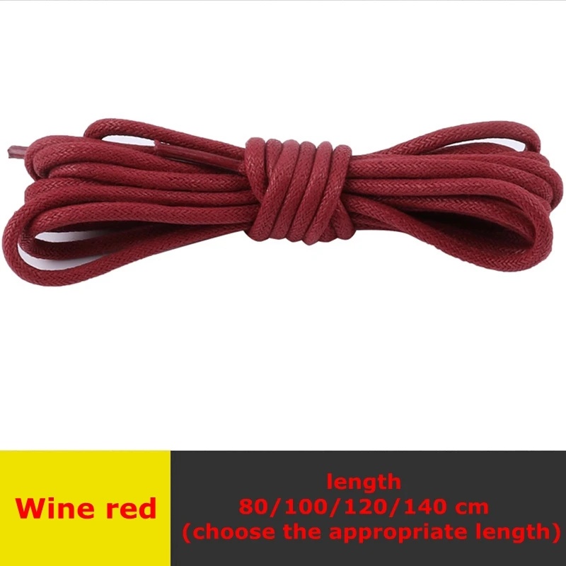 Wine red 1 пара круглые шнурки для ботинок кожаные водонепроницаемые шнурки Вощеная хлопковая однотонная полиэфирная хлопковая обувь шнурки унисекс для отдыха - Цвет: Wine red