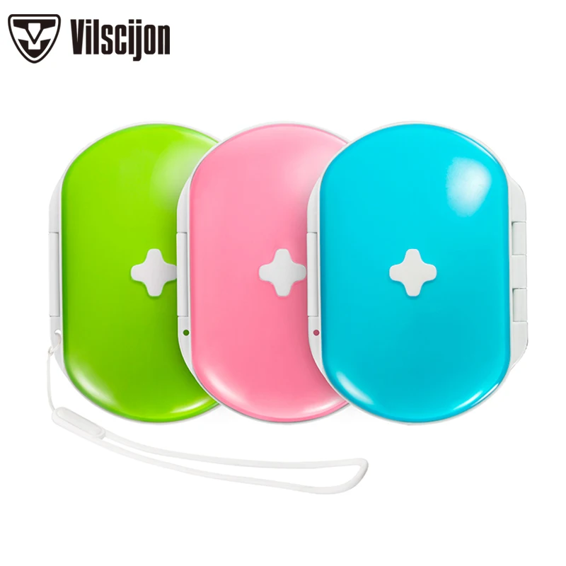 

Small Pill Box Plastic Elliptical Shape Color with Lanyard internal Separation Portable Pill Storage Box Vilscijon R8348