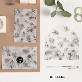 

JIANWU Warm air flower series Sulfuric Acid Paper Envelope Translucent Envelope For Planner Organizer Wedding Letter Invitation