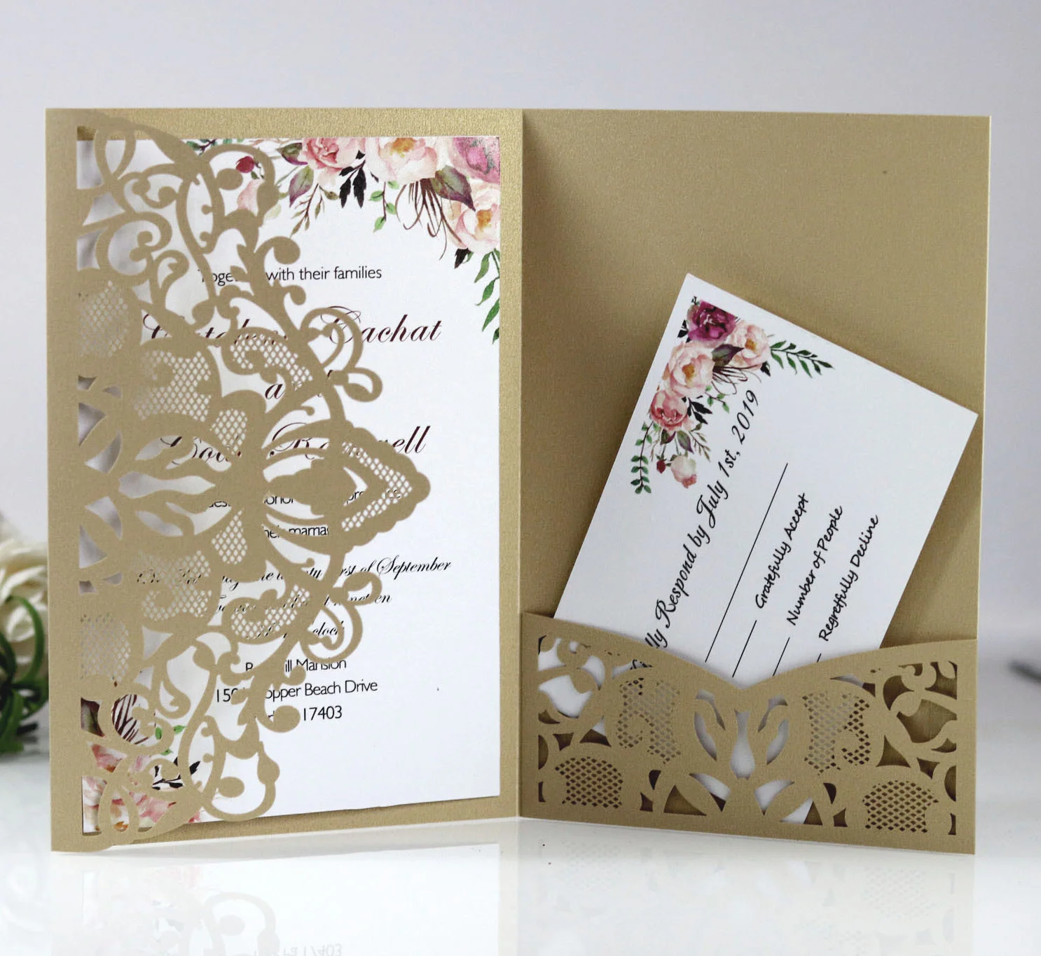 10pcs Exquisite Laser Cutting Wedding Invitation Custom Business And RSVP Card Greeting Decoration Party Supplies | Дом и сад