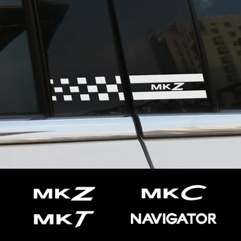 

2PCS Car Window B Pillars Stickers Film Decorative Decals For Lincoln MKZ MKT MKC Navigator Continental Auto Decor Accessories