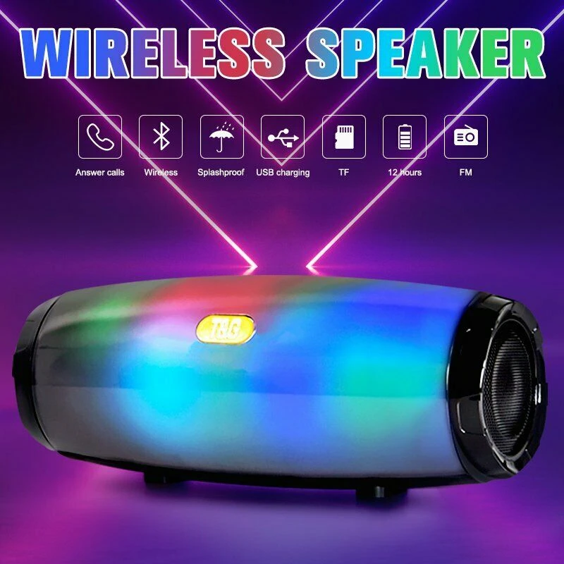 

Portable Speaker Bluetooth 5.0 Column Bluetooth Speaker Wireless Boom Box Outdoor Bass TF FM Radio LED Light TF HIFI Subwoofer
