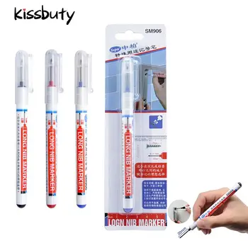 3Pcs/Set Long Heading Markers Pen Red/Black/Blue Ink For Bathroom Woodworking Decoration Multi-purpose Deep Hole Marker Pens