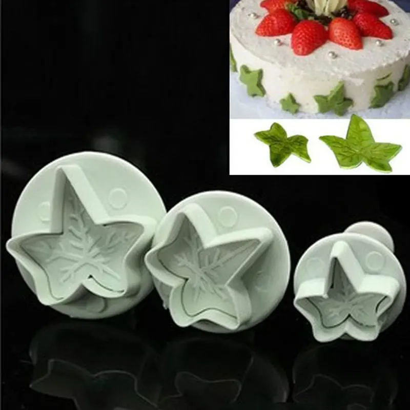 3pcs maple leaf Форма для выпечки, помадка для кухни, подарки для выпечки кексов, кексов, набор для украшения кексов, Декор, резинка, паста, кекс, лайнер, набор, сахар, ремесло - Цвет: 3pcs maple leaf