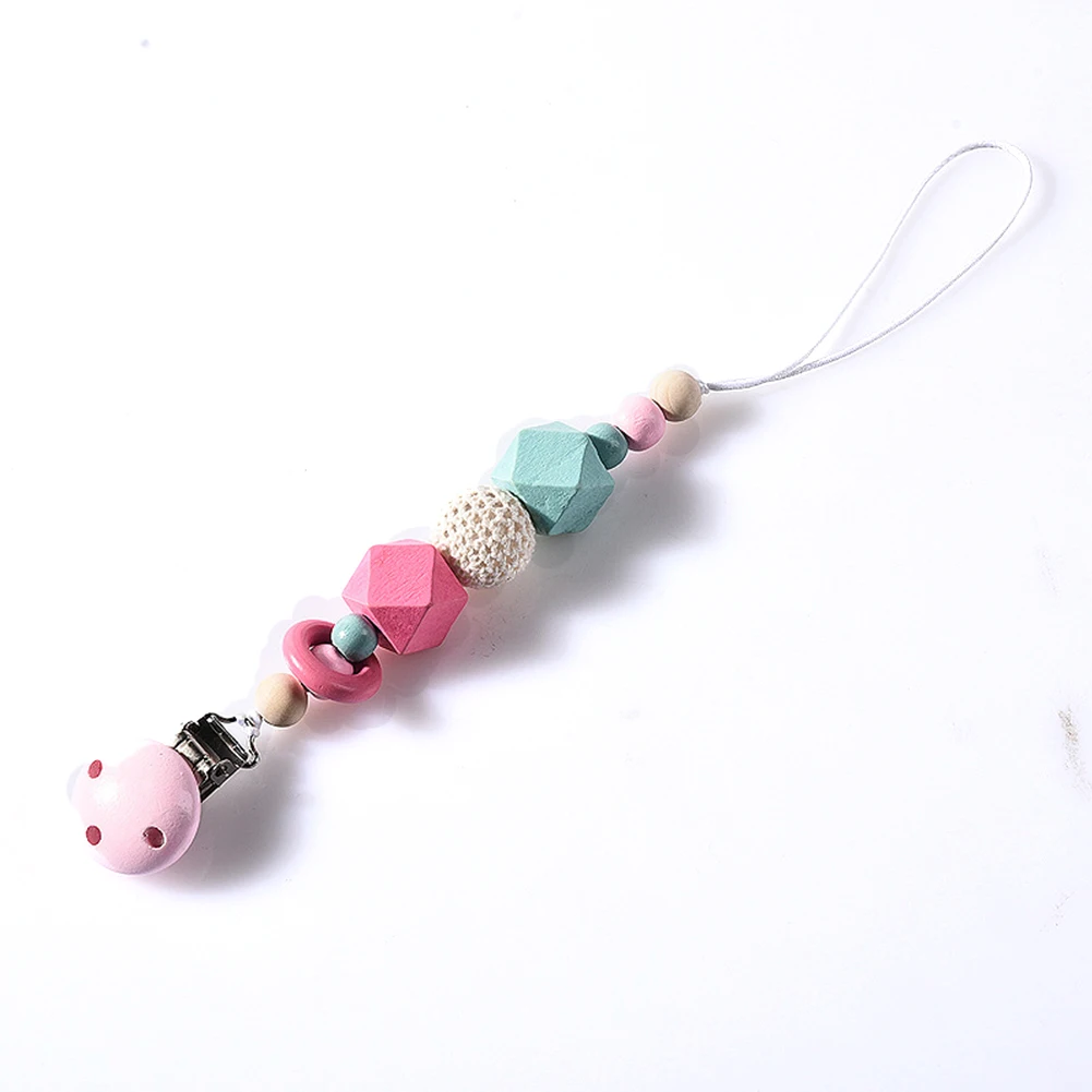 

Durable Safe Toy Baby Beads Anti Lost Wooden Pacifier Chain Teeth Gel Octagonal Gift Lightweight Wool Ball Clamp