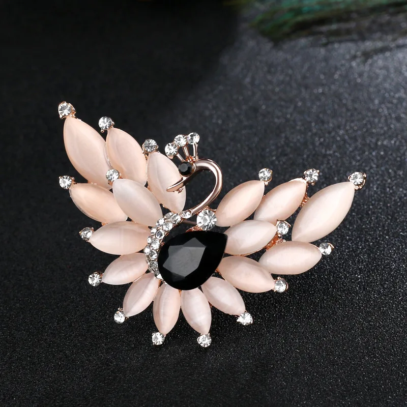 New Fashion Pink Opal Peacock Brooch For Women Classic Charm Wedding Jewelry Corsage Girlfriends Best Gift Drop Shipping | Украшения и