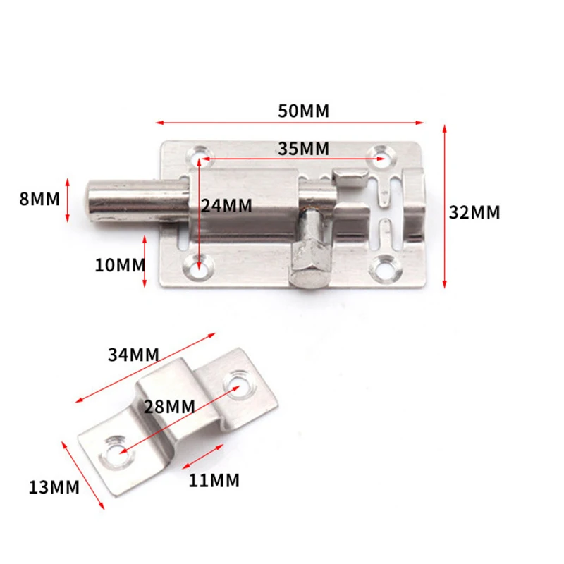 2 inch Vacclo, нержавеющая сталь, серебряная дверная защелка, раздвижной замок, домашняя защелка, защелка, скоба, замок безопасности, оборудование для дома, дверная пряжка - Цвет: 2 inch