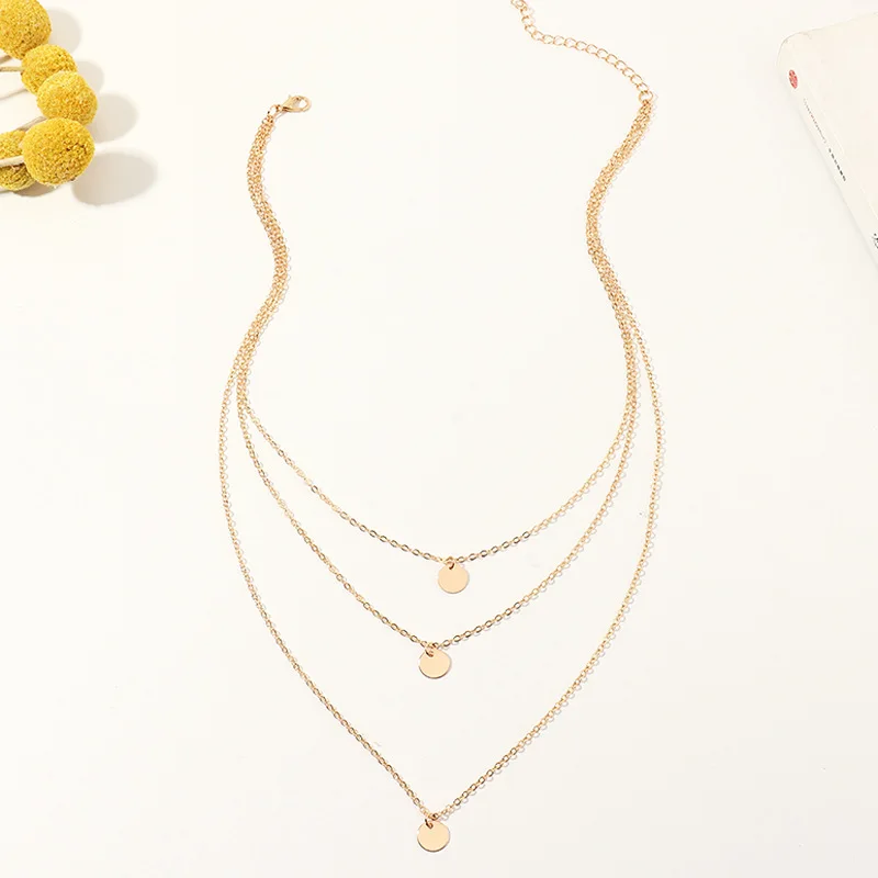 Цепочка Женская многослойная с подвеской-монеткой чокер в богемном стиле