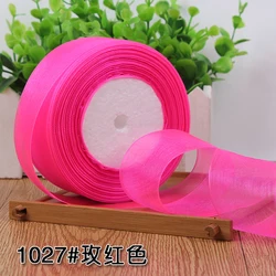 Organza Ribbon Roll - Vibrant Colors for Gift Wrapping and Decorations, 45 Meters (Rose)