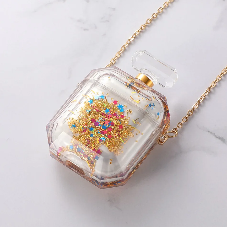 3D Liquid Earphone Case for Apple Airpods Case Glitter Quicksand Cover for Air pods 2 Case 1 Headphone Earpods Cover Bling Strap - Цвет: 617N