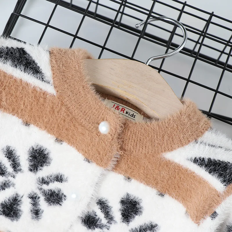 BOY'S GIRL'S Sweater New Style Western Style CHILDREN'S Cardigan Mink Cashmere Knitted Autumn And Winter Children Thick Coa