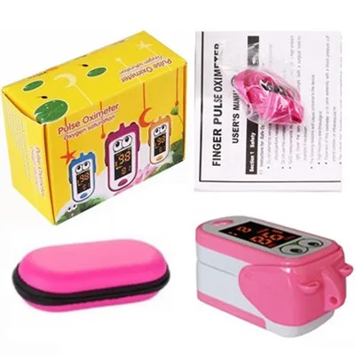 LED pink case Детский Пальчиковый Пульсоксиметр для детей Oximetro De Dedo SpO2 PR светодиодный для новорожденных детей ручной пульсиоксиметр CE - Цвет: LED pink case