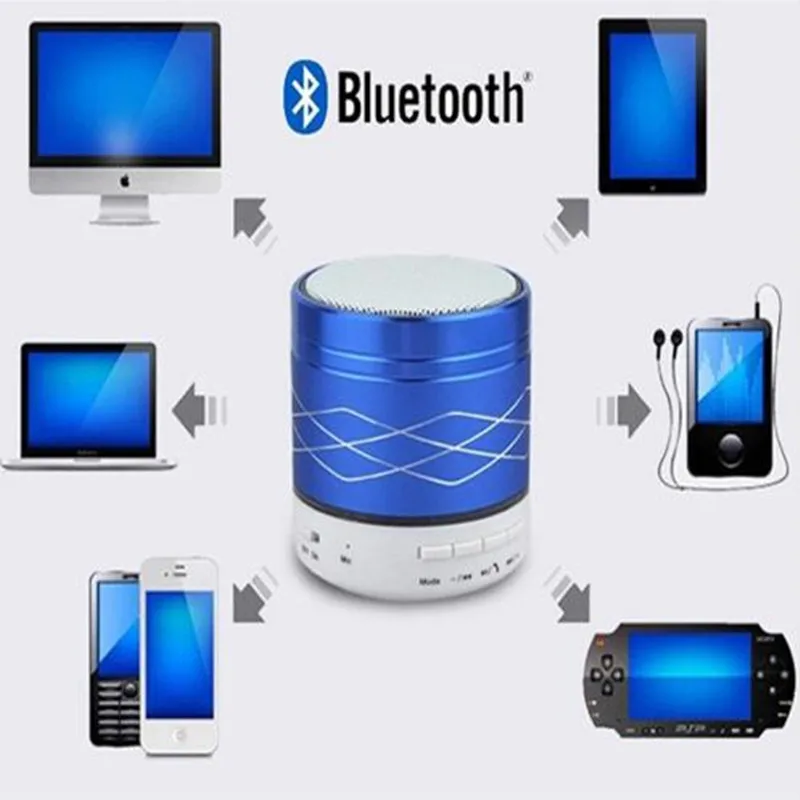 Светодиодный мини динамик S02U портативный металлический беспроводной bluetooth