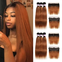 Special Offers T1B/30 Ombre Brown Human Hair Bundles With Frontal 13x4 Brazilian Straight Hair Weave Bundles With Closure Non-Remy KEMY HAIR Special Offers T1B/30 Ombre Brown Human Hair Bundles With Frontal 13x4 Brazilian Straight Hair Weave Bundles With Closure Non-Remy KEMY HAIR