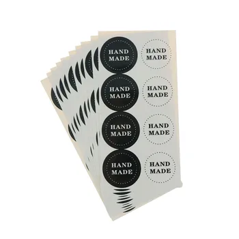 

80pcs/set Dia 4cm Round Handmade White and Black Paper Sticker for Handmade Product DIY Paper Label Gift Seal Sticker
