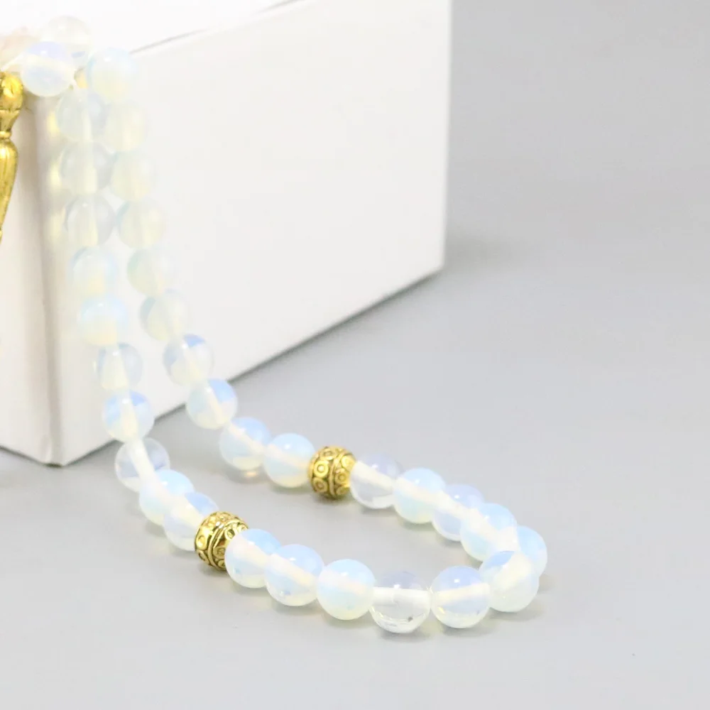 New Arrival Opal Stone Golden Accessories Women's Tasbih 33 66 99 beads Muslim Misbaha girl's bracelet Islam Rosary Gift