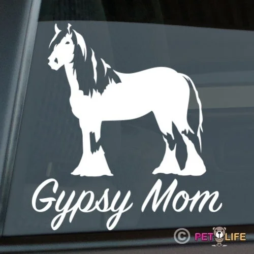 

Gypsy Mom Sticker Die Cut Vinyl - Ver 2 Irish Cob Coloured Tinker Horse window decal