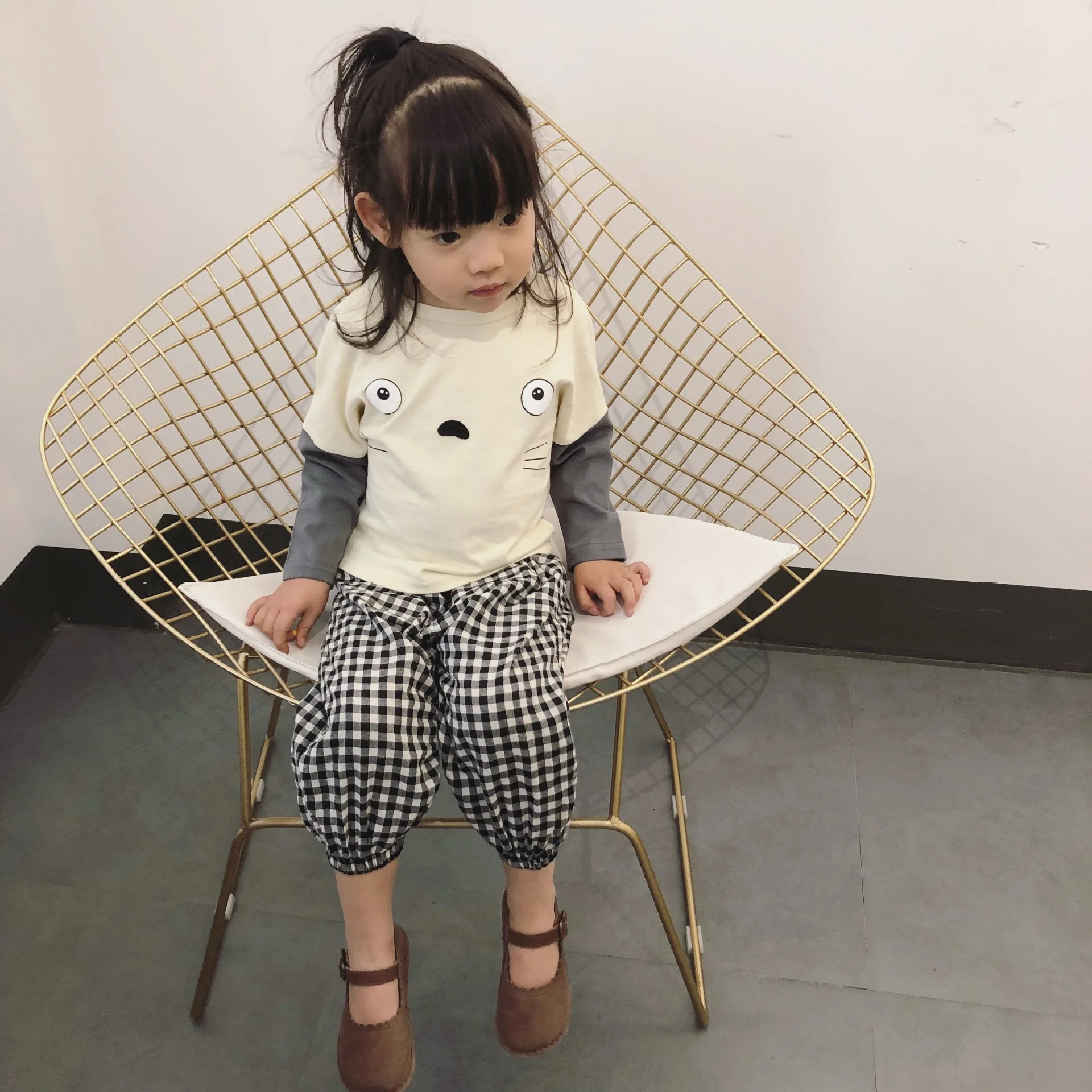Ukeybaby2019 весенние клетчатые хлопковые льняные брюки Универсальные мужские и женские детские противомоскитные штаны повседневные штаны