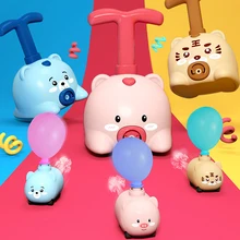 QWZ bezwładność moc rakieta balon samochód puzle zabawa edukacja kreskówki świnia powietrze moc balon samochód nauka zabawka dla dzieci prezent