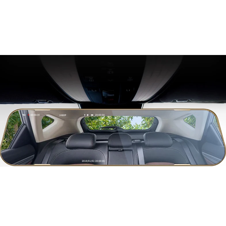 OPQ-4.3 Inch Mirror Dash Cam, Dash Cam Video Front And Rear Wide Angle 1080P HD Video Screen Front And Rear Driving Recorder