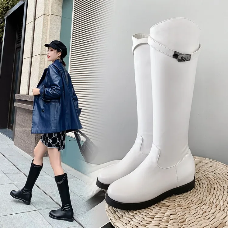 

Top Quality 32~43 Fashion 2019 Autumn Winter Boots Women Plus Size Designer Snow Boots Luxury Knee Flat Platform Heels Shoes War