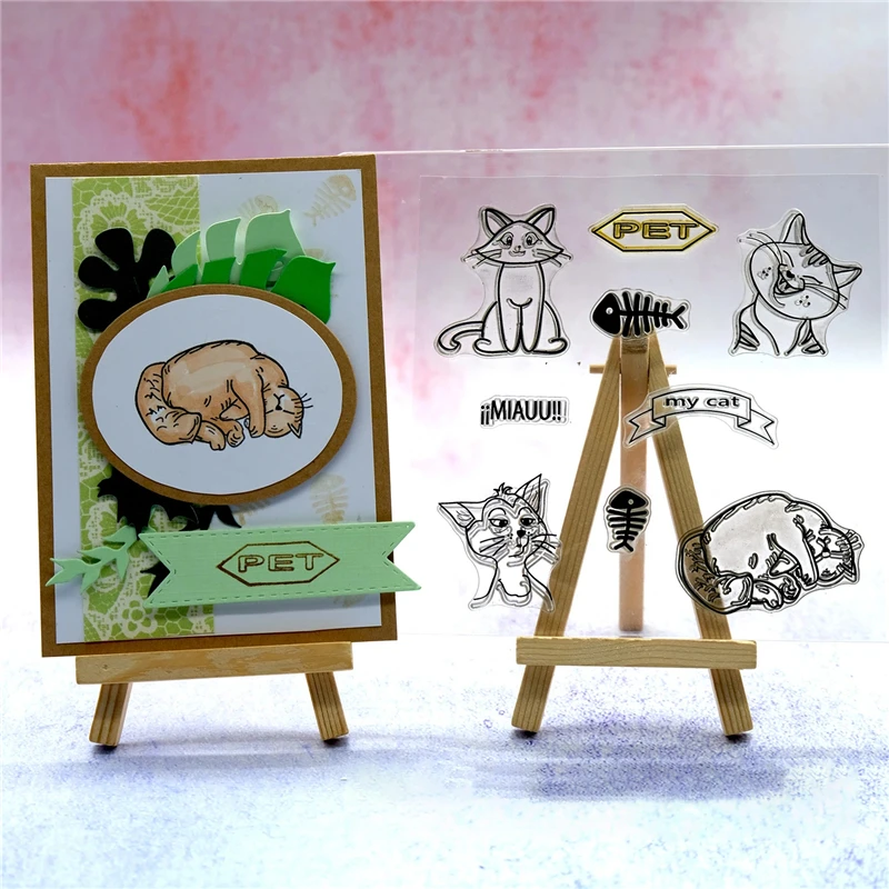 

Cat Tag Flower Clear Stamps 2019 Rubber Transparent Silicone Seal for DIY Scrapbooking Photo Album Stamp Crafts Decoration