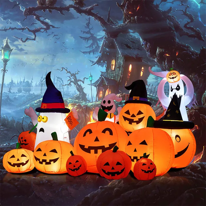 

230cm 7pcs Inflatable Halloween Pumpkin Outdoor Garden Decoration Blowing Up Toys with LED Lights Christmas Gift Halloween Decor