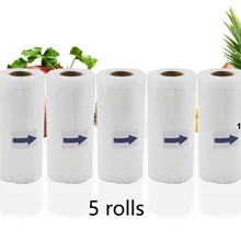 BPA бесплатно 5 рулонов/лот кухонные вакуумные пакеты для хранения пищевых продуктов пакеты для вакуумного упаковщика 12 см* 500 см