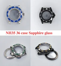 

40.5 mm NH35 36 case Sapphire glass black silver case 3 o'clock calendar Stainless steel electroplated polished transparent back
