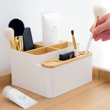 

Cosmetic Storage Mobile Phone Box Wooden Detachable Living Room Desktop Organization Multi-function Remote Control Mobile Phone