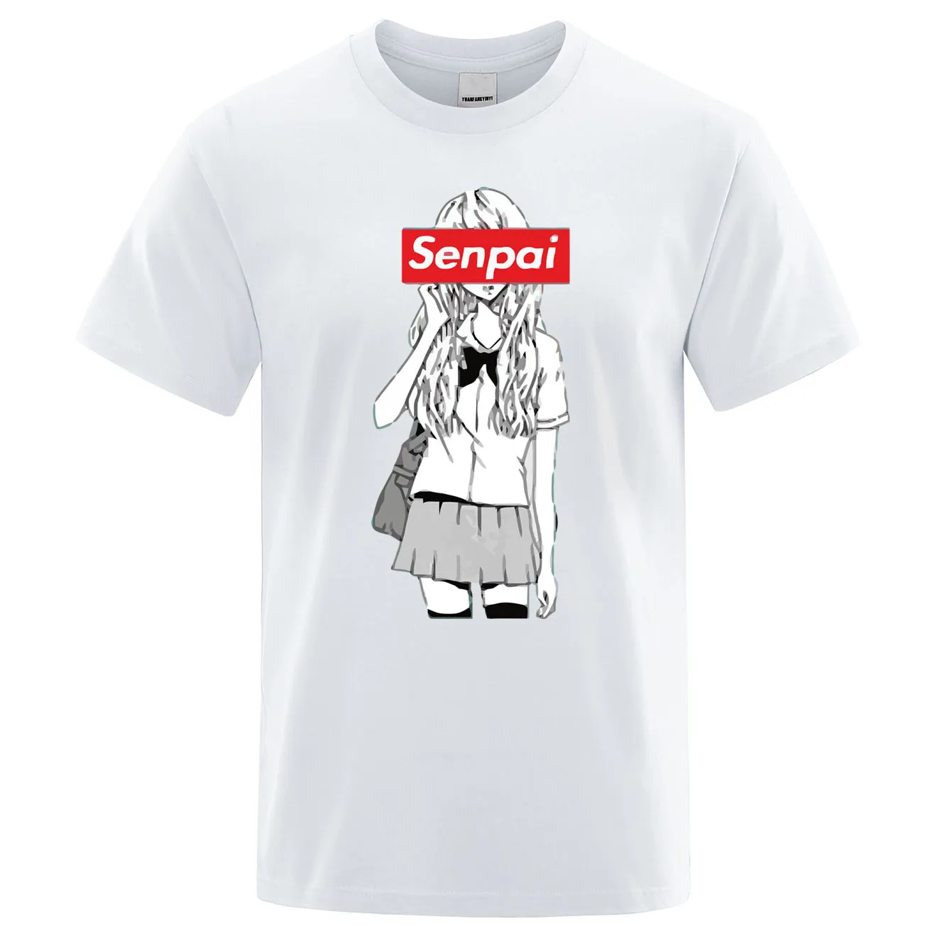 Senpai Anime Girl Nerdy Print T Shirt Summer Cotton Men's T-shirt Manga Streetwear Tee Tshirt Unisex Harajuku Clothes Tops Tees - Цвет: white 6