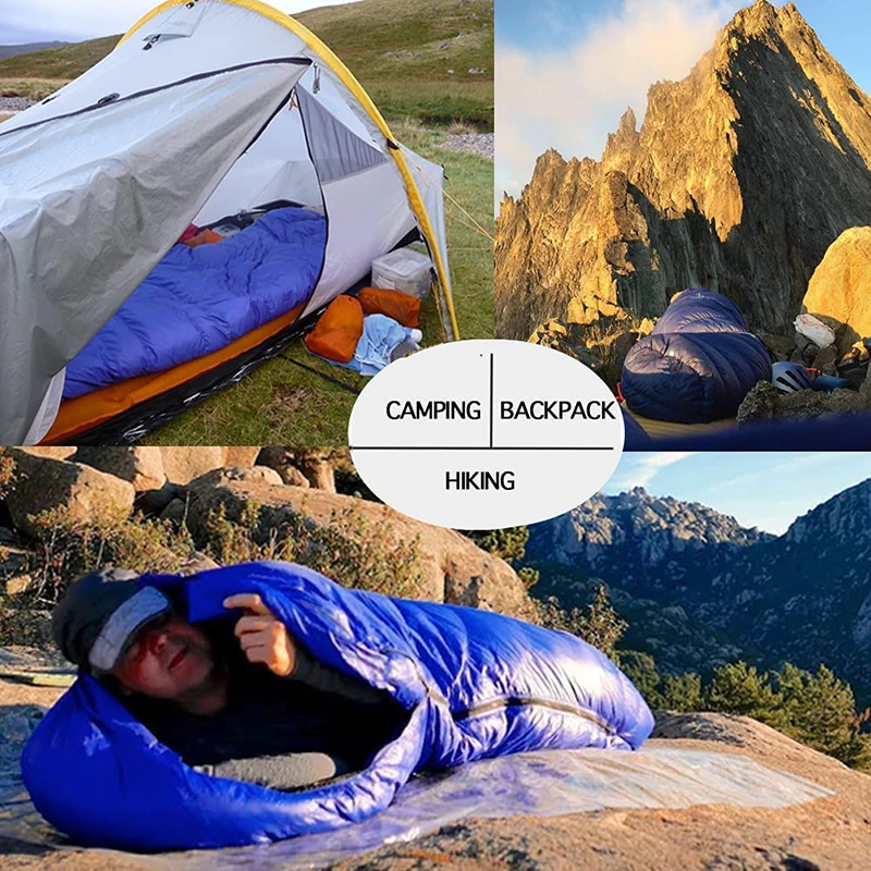 Camping Sleeping Bag White Goose Down Filled Adult Mummy Style Double Splicing Sleeping Bag Winter Thermal For Outdoor Travel 5