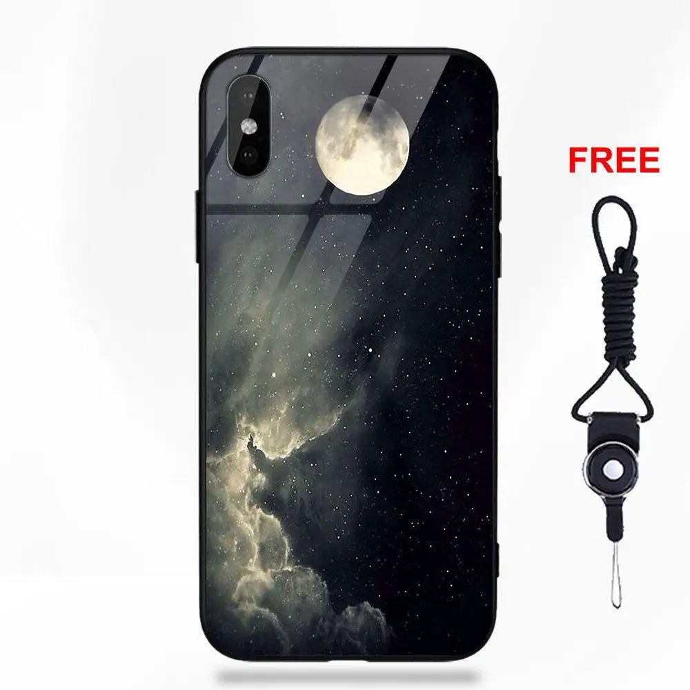 as picture Для Galaxy S8 S9 Plus для Redmi 5 Note 5A 6 huawei Honor 7X P20 Lite mate 10 Pro закаленное стекло Капа чехол звездное ночное пространство небо - Цвет: as picture
