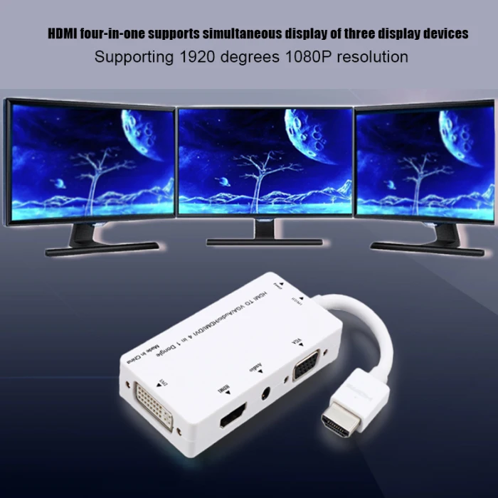 Лидер продаж HD 4-в-1 Дисплей конвертер для телевизионные проекторы с HDMI/VGA/DVI Порты