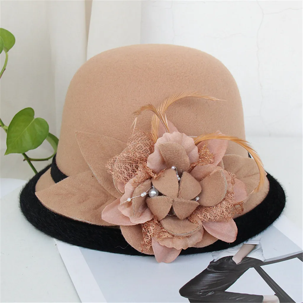 Шляпа черная для женщин Элегантный церковный шерстяной головной убор свадебный модный головной убор женские вечерние аксессуары для волос# p1
