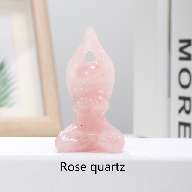 Model Statue Natural Crystal Yoga Girl Naked Female Model Figurine Amethyst Quartz Crystal Engraving  Gift