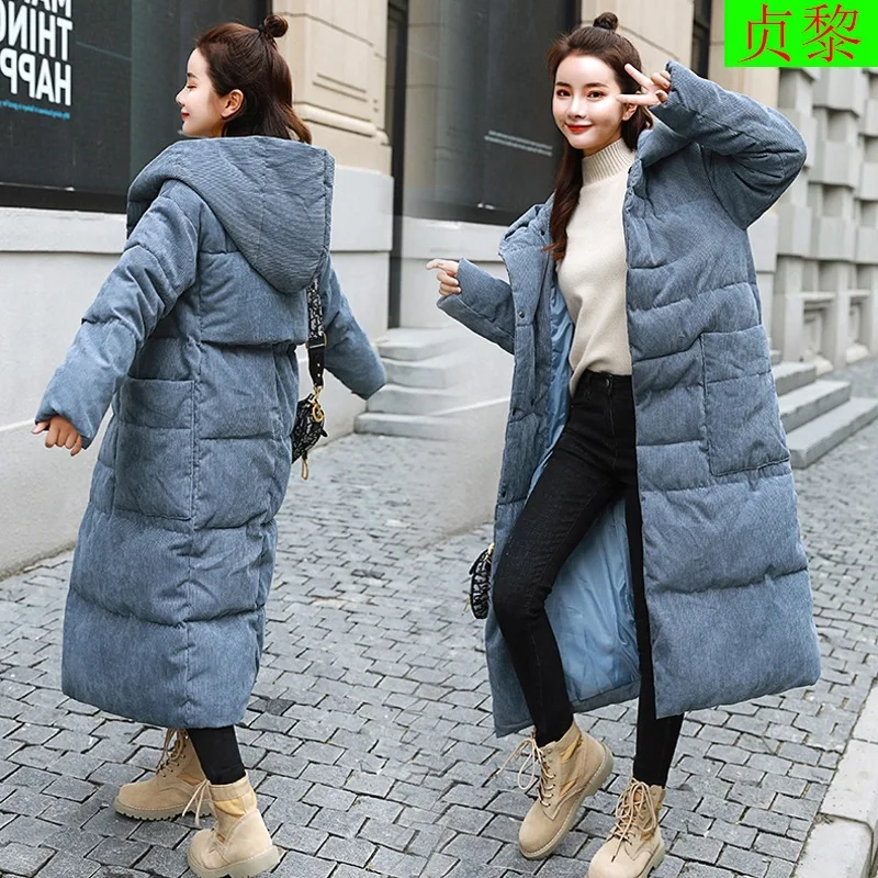 

Winter Corduroy Cotton-padded Clothes Women's 2018 New Style Dongdaemun Exta-long over-the-Knee CHIC down Jacket Cotton-padded C