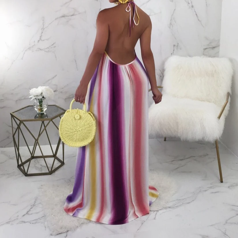 2018-Bohemian-Maxi-Long-Summer-Dresses-Women-Sleeveless-Rainbow-Striped-Halter-Chic-Backless-Dress-Loose-Sexy (4)
