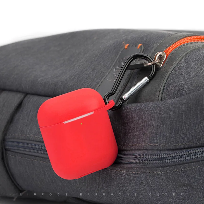 Чехол 2 в 1 для Airpods защитный чехол с карабином и крючком силиконовый наушников