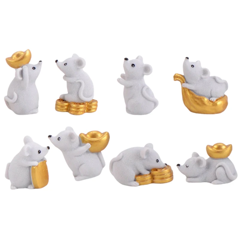 

Mouse Miniature Statue 8 Pieces / Set Resin Bonsai Animal Home Decoration Accessories Crafts Figurine DIY Resin Gift